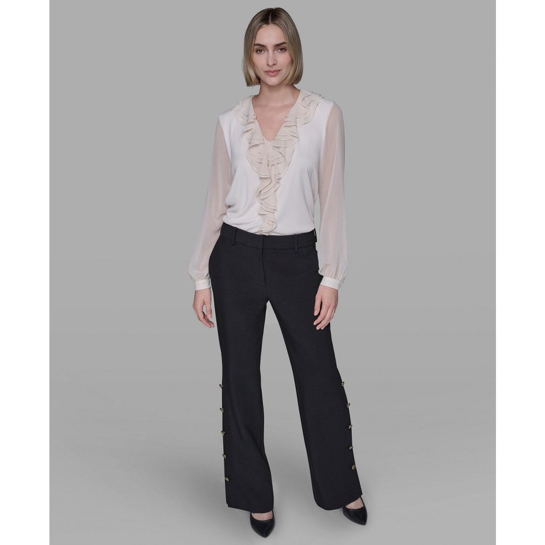 'Mid-Rise Flared Pants' pour Femmes