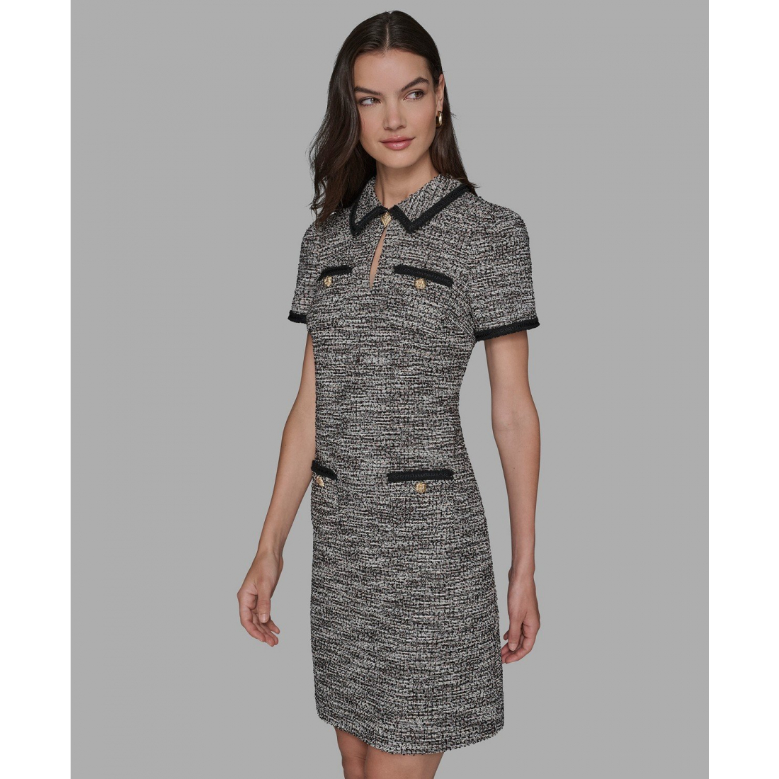 'Tweed Collared Shift Dress' pour Femmes