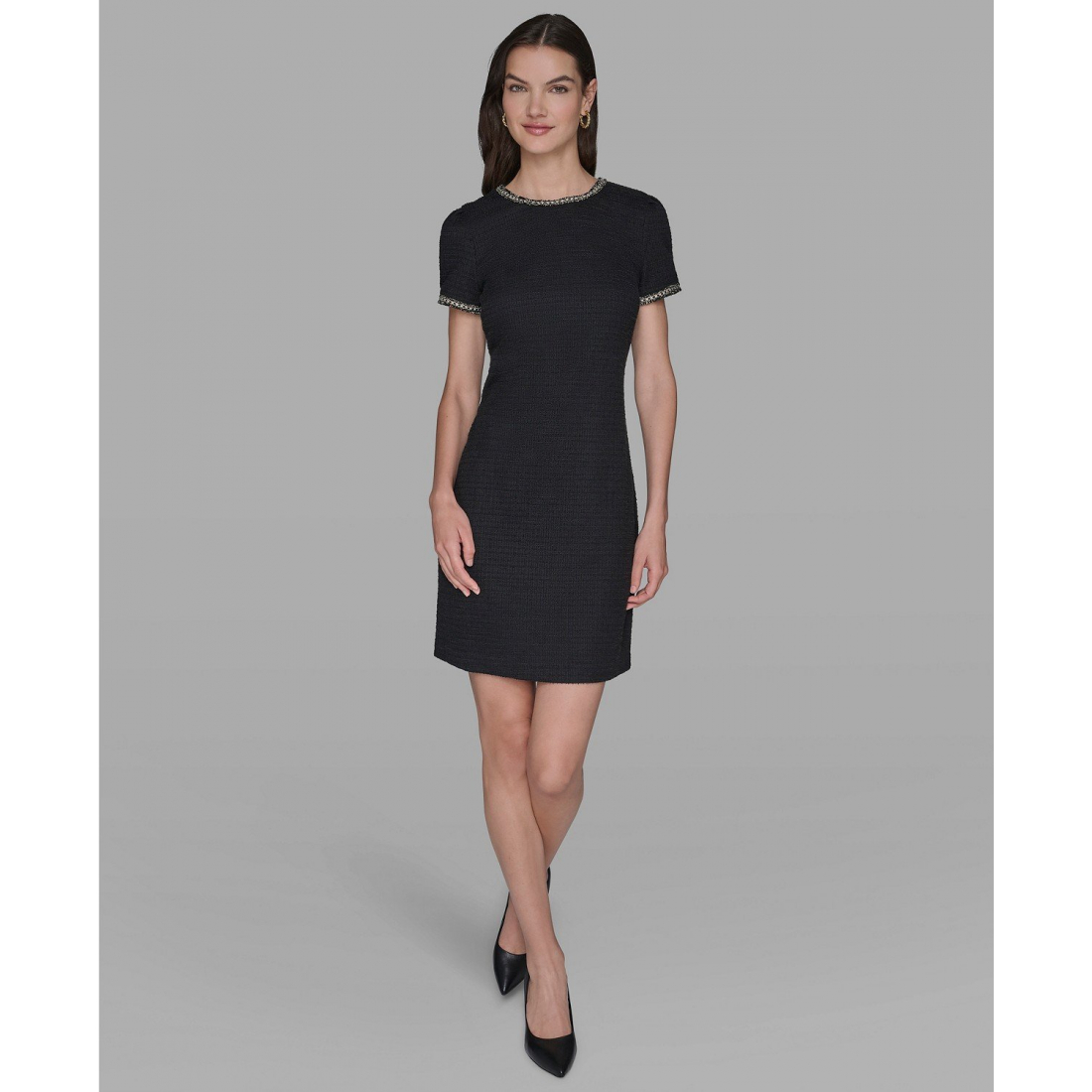 'Short Sleeve Knit Shift Dress' pour Femmes