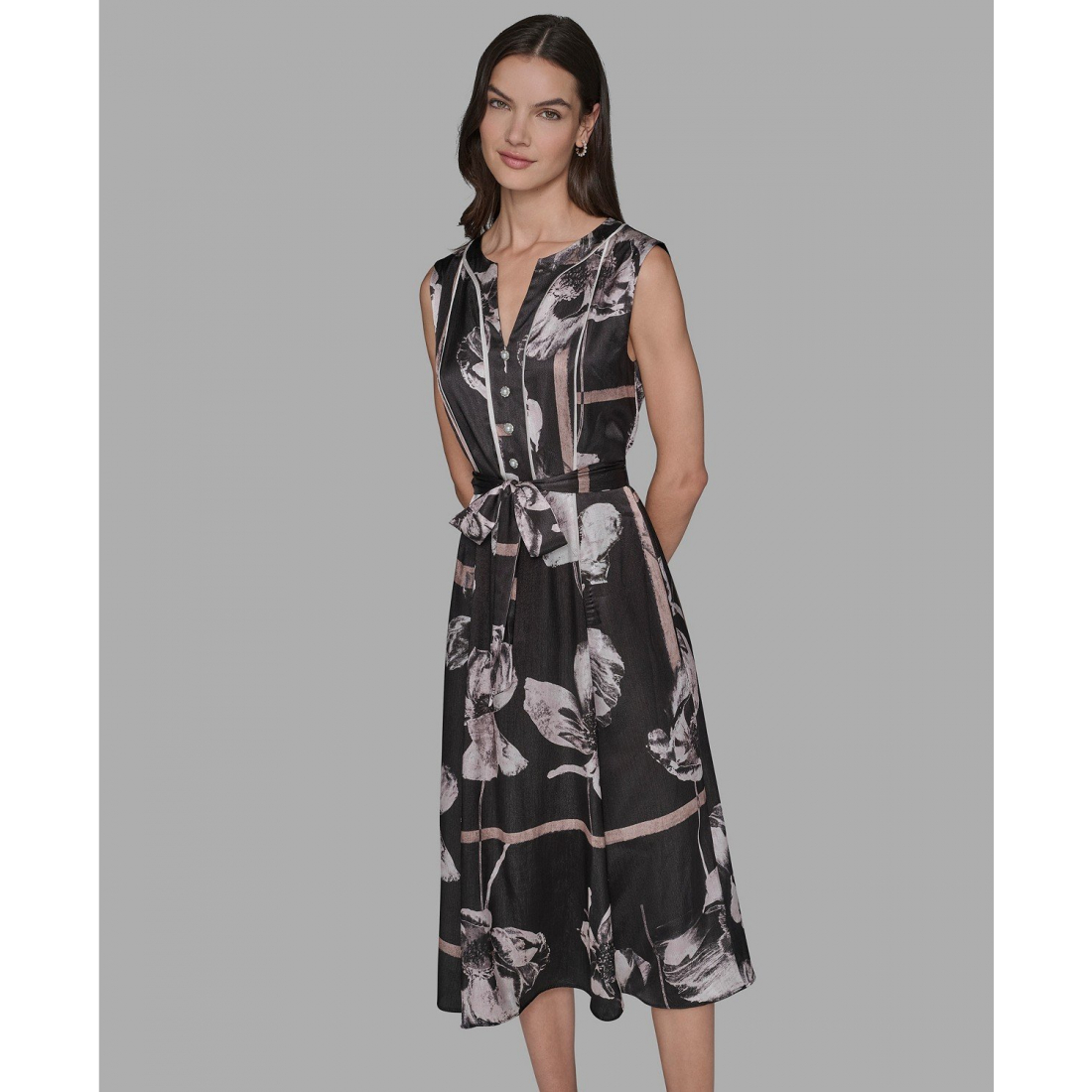 'Printed Midi Dress' pour Femmes