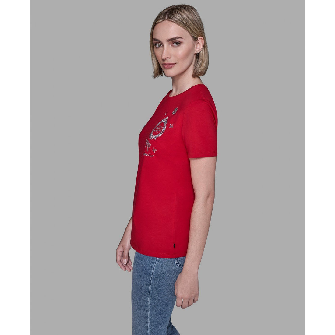 'Crewneck Embellished Icon T-Shirt' pour Femmes