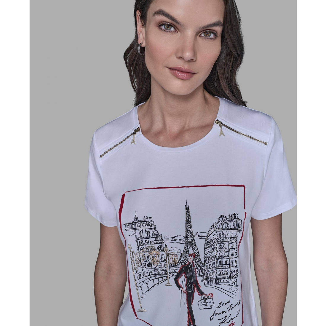 'Zip-Shoulder T-Shirt' pour Femmes