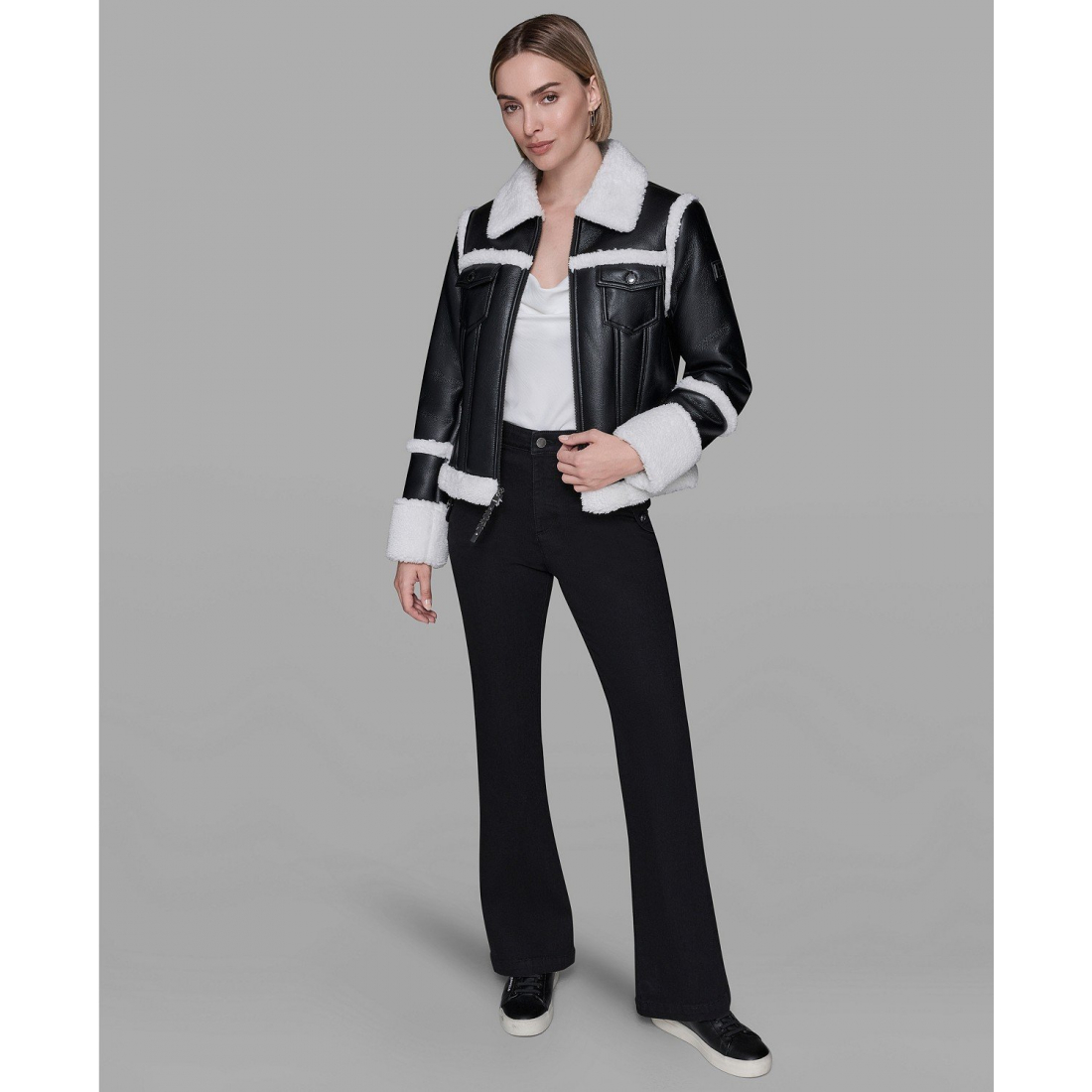 'Collared Fuzzy Jacket' pour Femmes