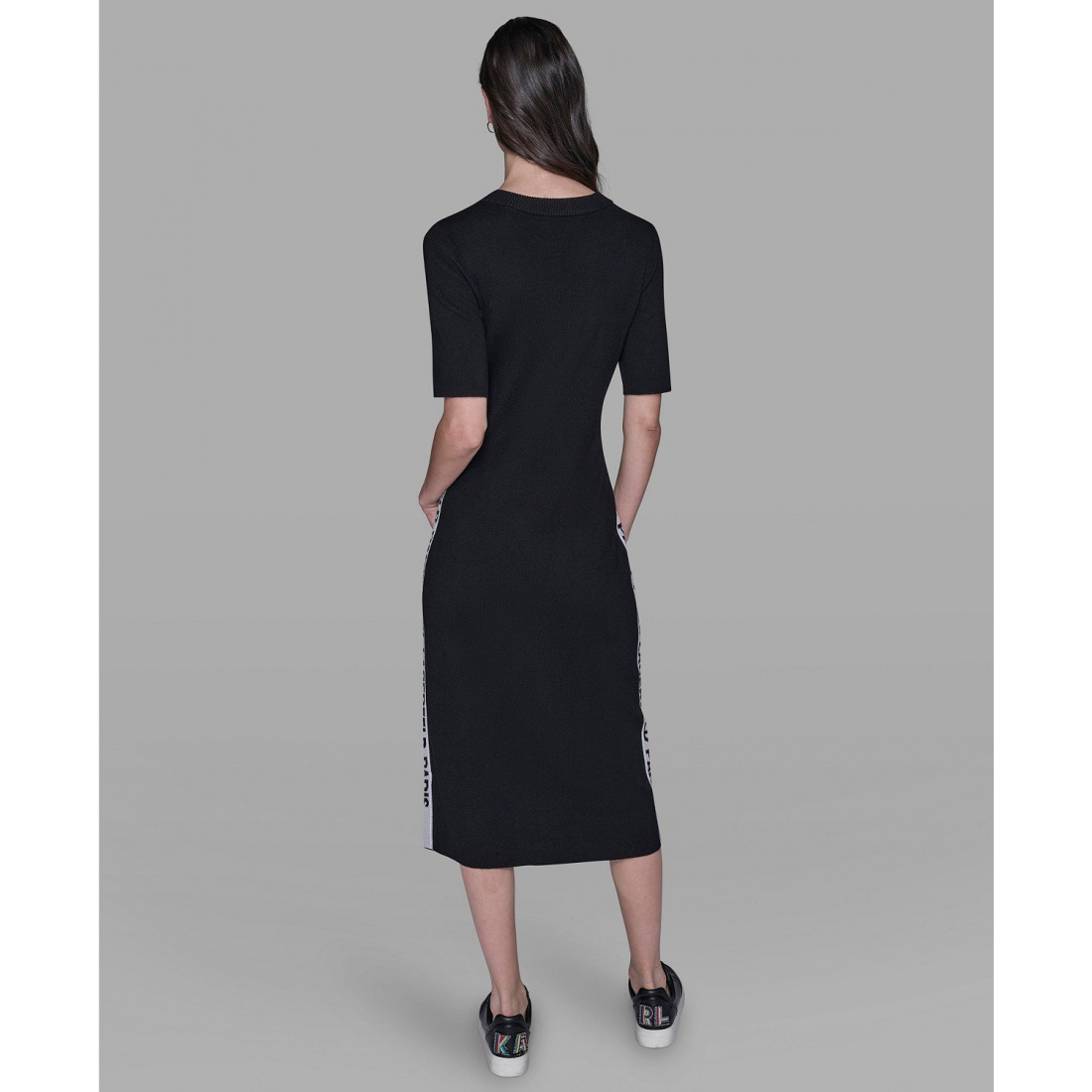 'Mock Neck Logo Trim Dress' pour Femmes