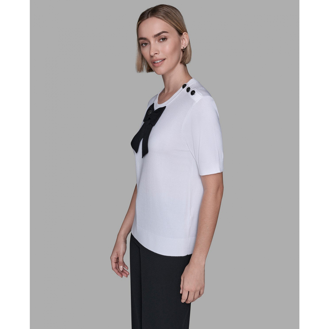 'Crewneck Big Bow Applique Detail Sweater' pour Femmes