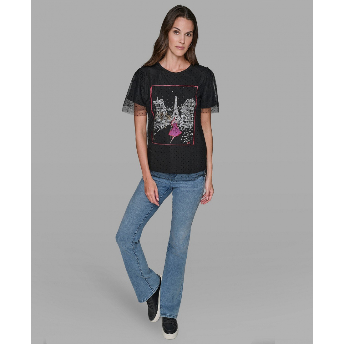 'Crewneck Lace Layer T-Shirt' pour Femmes