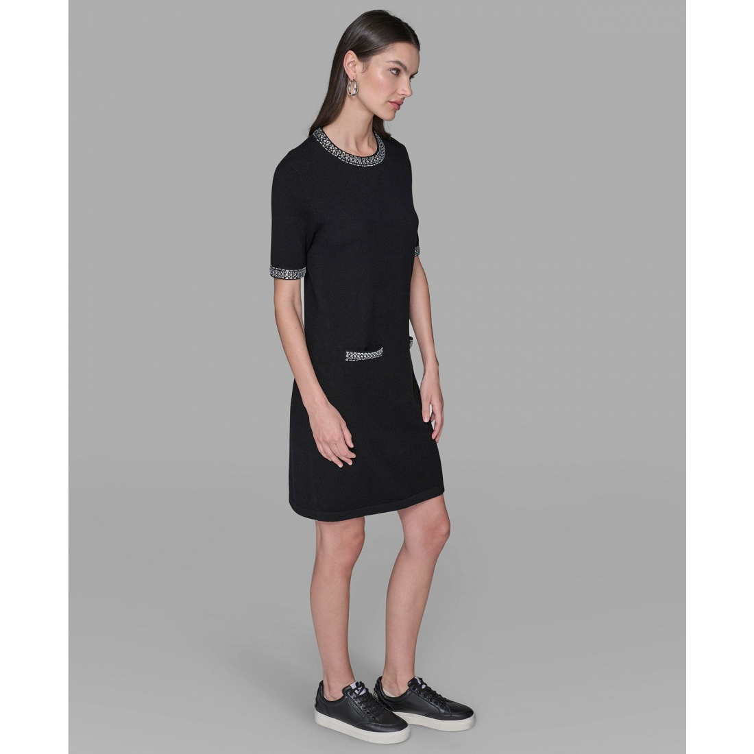 'Crewneck Embellished Shift Dress' pour Femmes