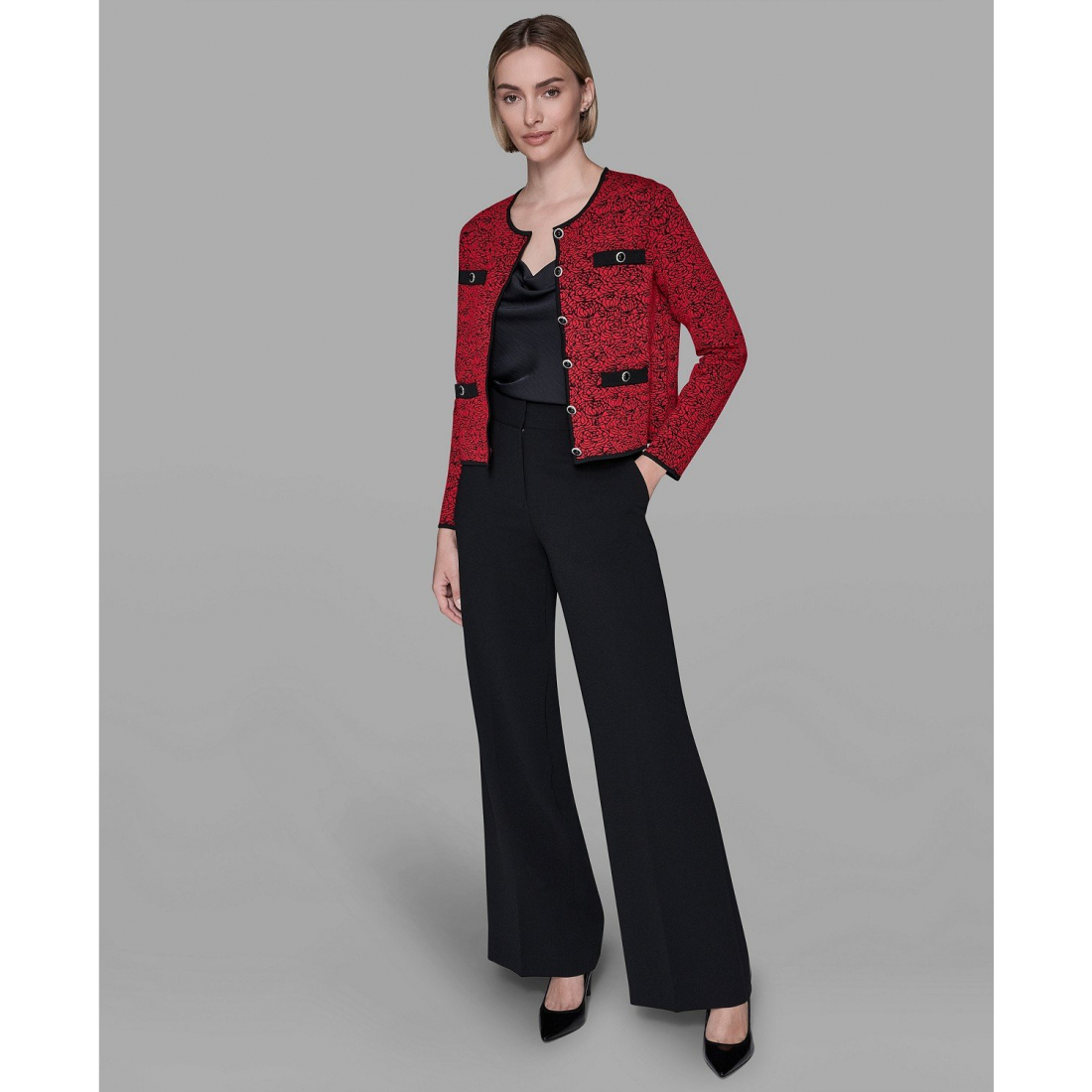 'Crewneck Pocket Detail Cardigan' pour Femmes