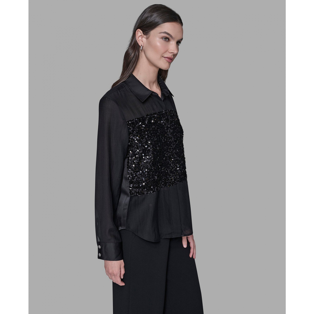 'Collar Sequin Detail Top' pour Femmes