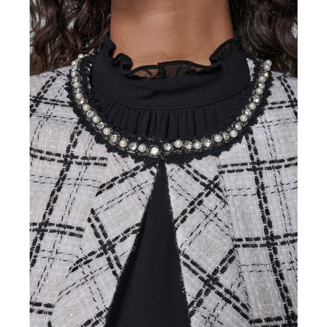 'Metallic Glen Plaid Tweed Jacket' pour Femmes