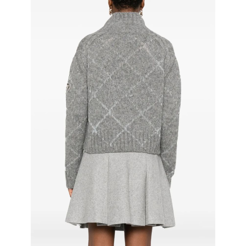 Pull 'High-Neck Diamond-Pattern' pour Femmes