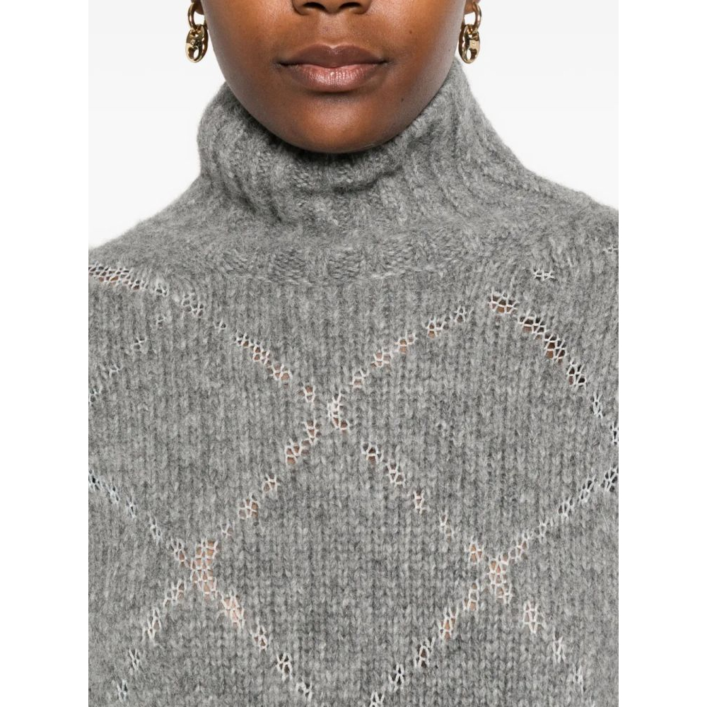 Pull 'High-Neck Diamond-Pattern' pour Femmes