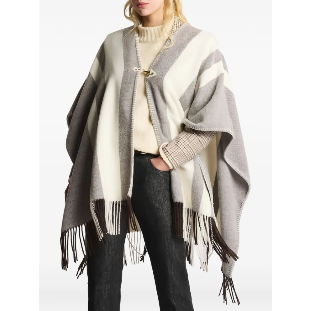 Poncho 'Striped-Fringe' pour Femmes