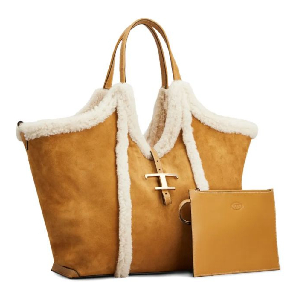 Sac à bandoulière 'Shearling-Trimmed T-Buckle' pour Femmes