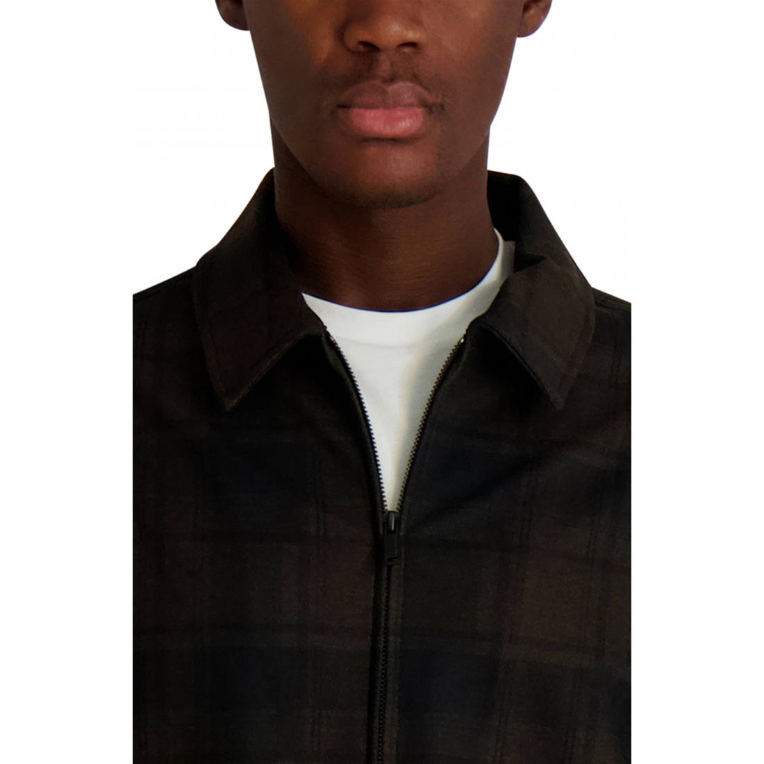 'Plaid Zip Front Shirt Jacket' pour Hommes