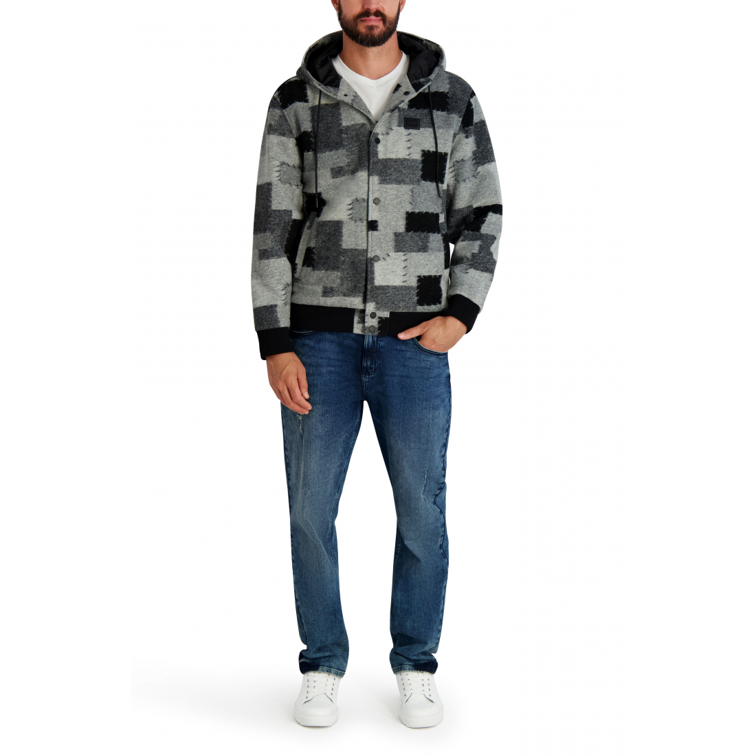 'Print Hoodie Jacket' pour Hommes
