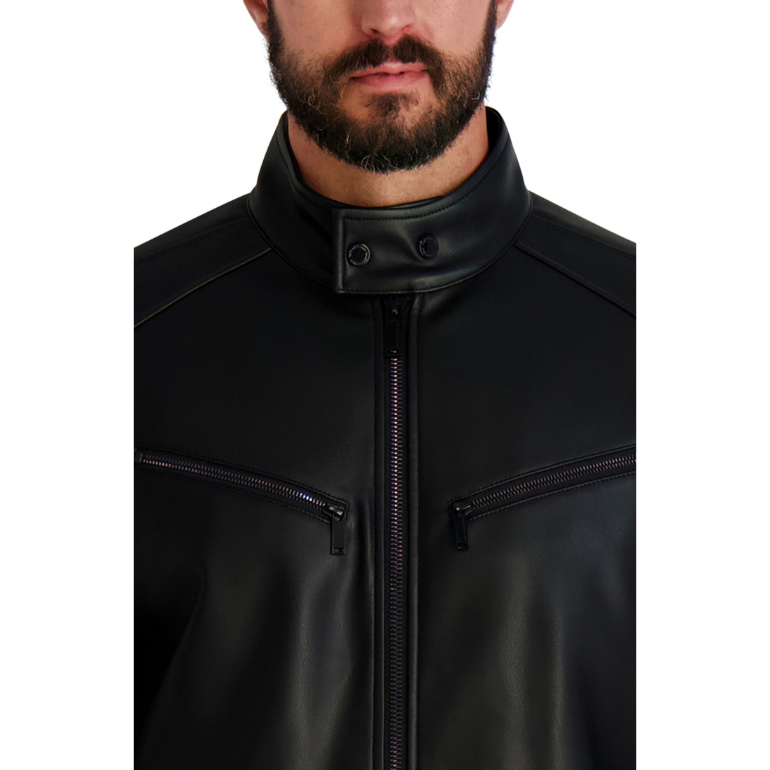 'Faux Leather Racer Jacket' pour Hommes