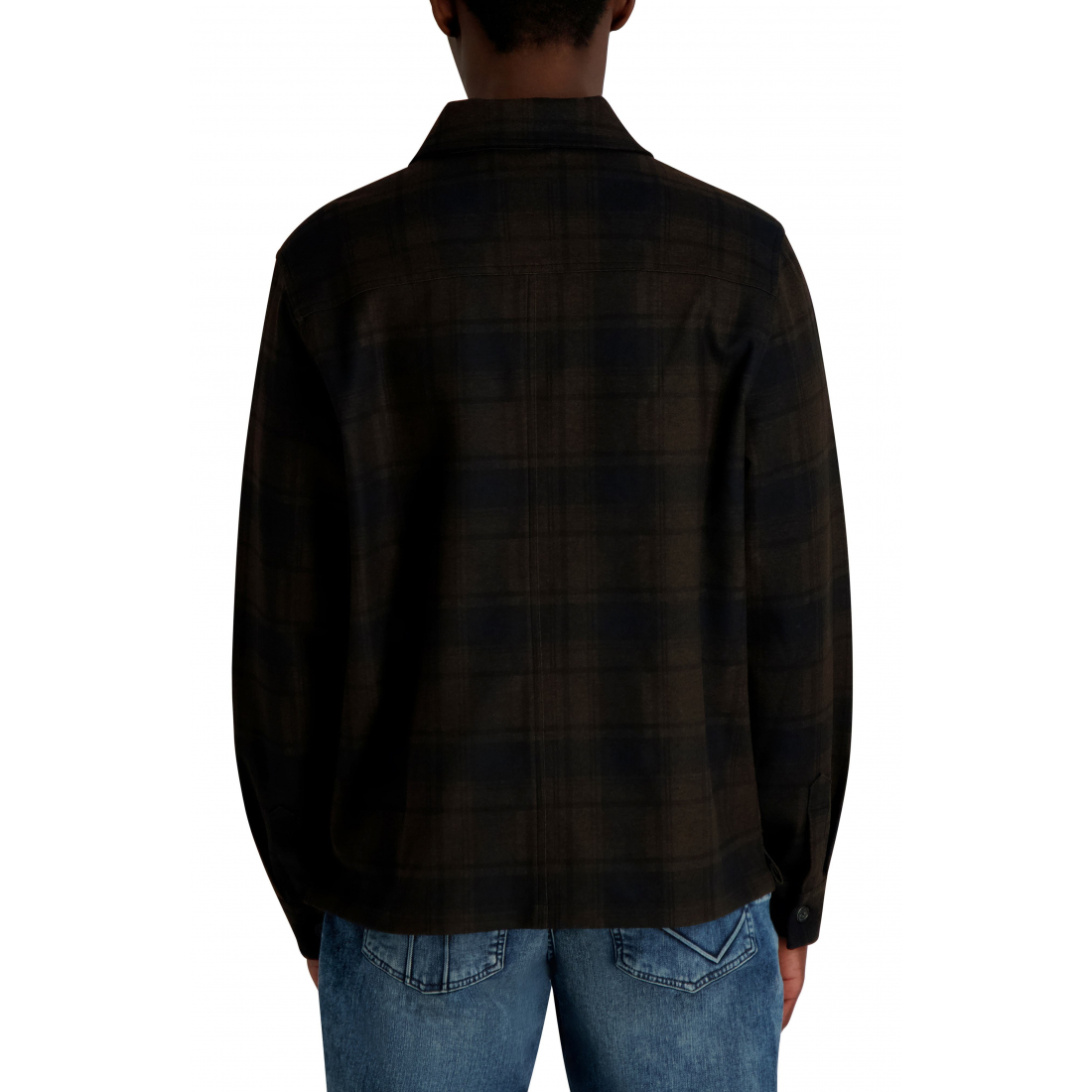 'Plaid Zip Front Shirt Jacket' pour Hommes