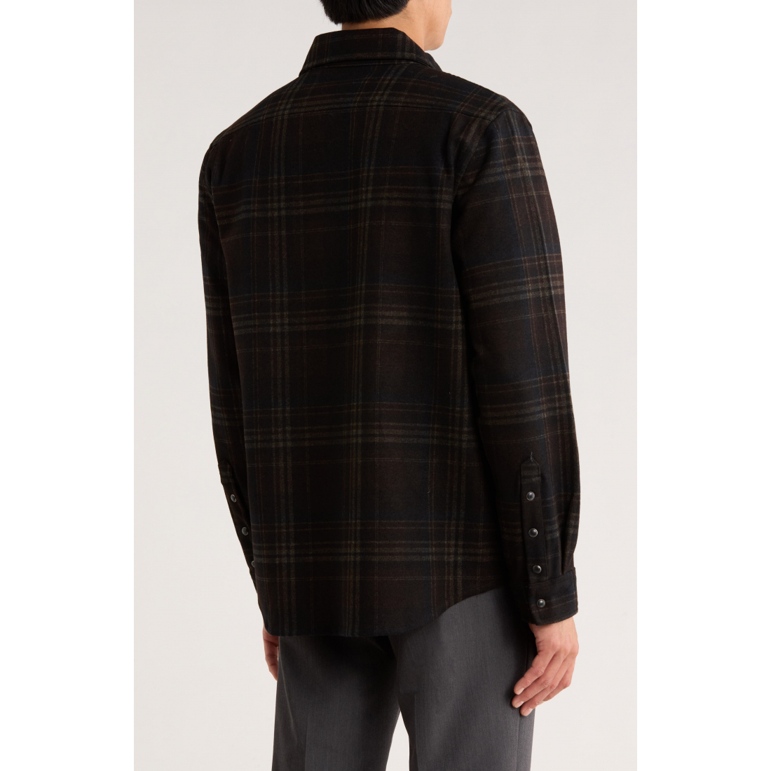 'Plaid Ponte Snap-Up Shirt' pour Hommes