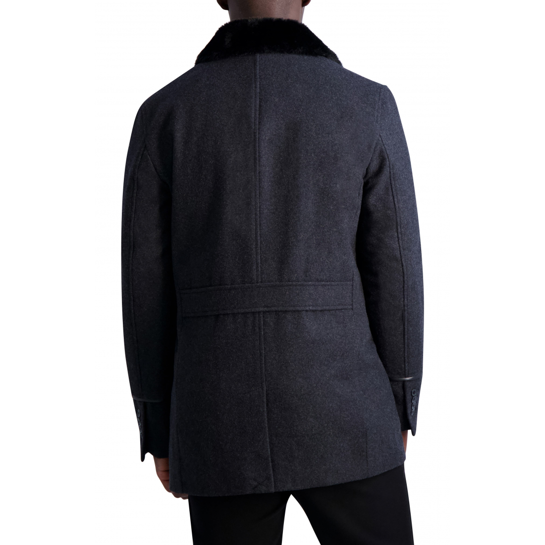 'Wool Blend Peacoat with Faux Fur Collar' pour Hommes