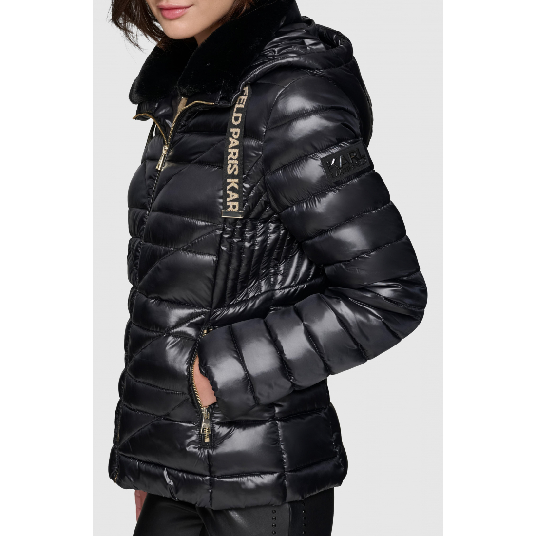 Veste matelassée 'Faux Fur Collar Quilted' pour Femmes