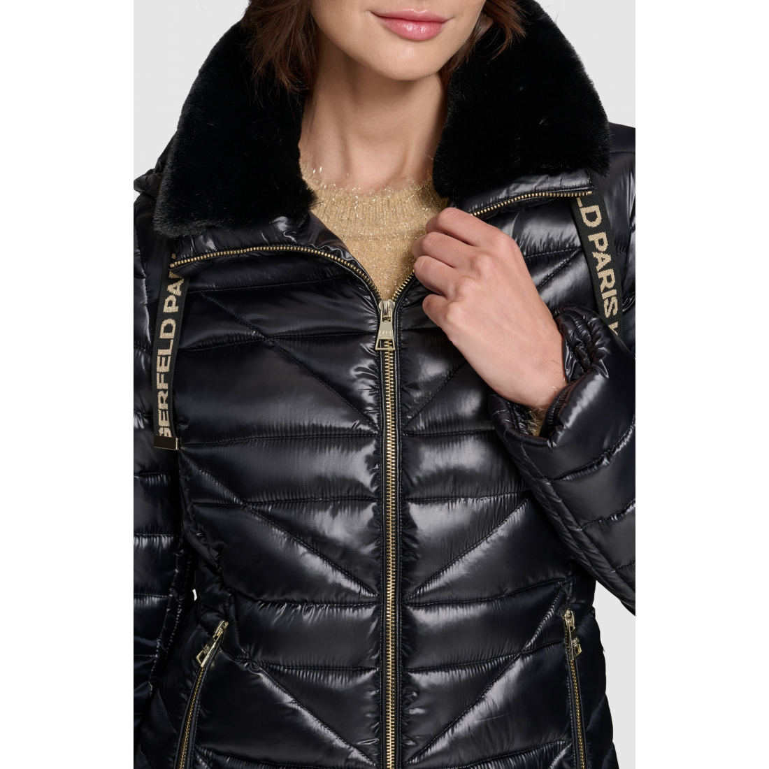 Veste matelassée 'Faux Fur Collar Quilted' pour Femmes
