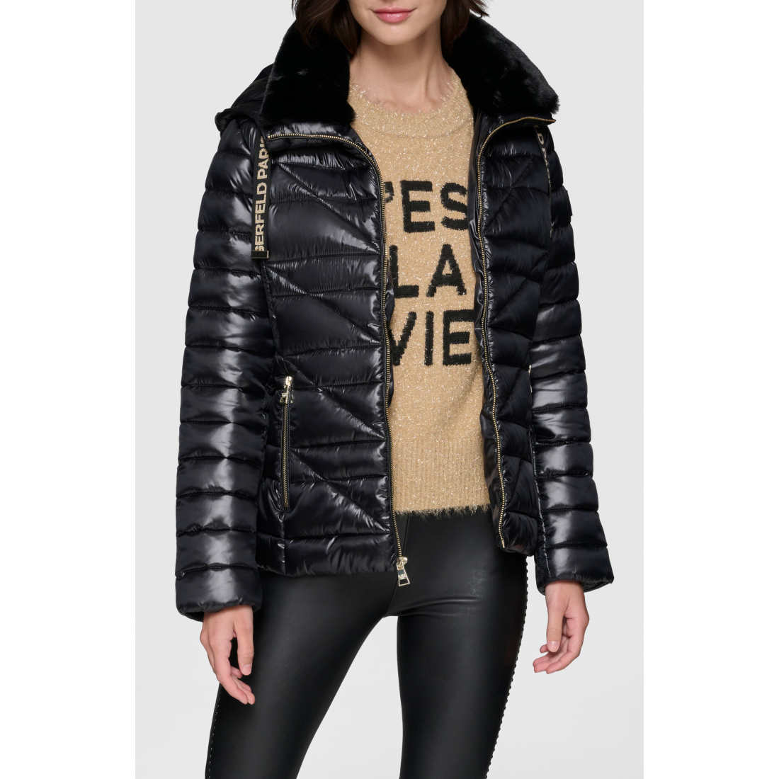 Veste matelassée 'Faux Fur Collar Quilted' pour Femmes
