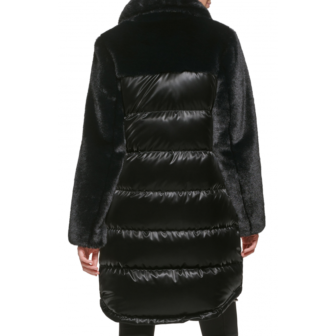 'Lacquer Water Resistant Faux Fur Trim' Pufferjacke für Damen