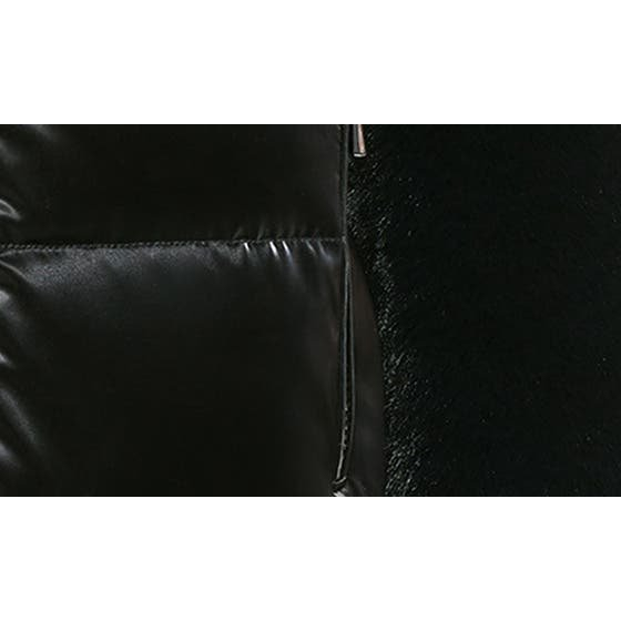 'Lacquer Water Resistant Faux Fur Trim' Pufferjacke für Damen