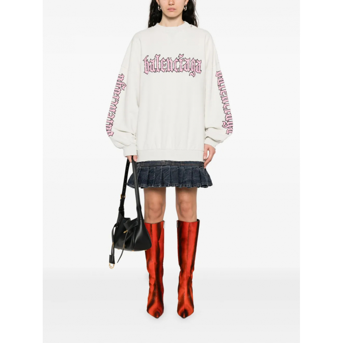 Women's 'Pleated-Hem Logo' Sweater Dress