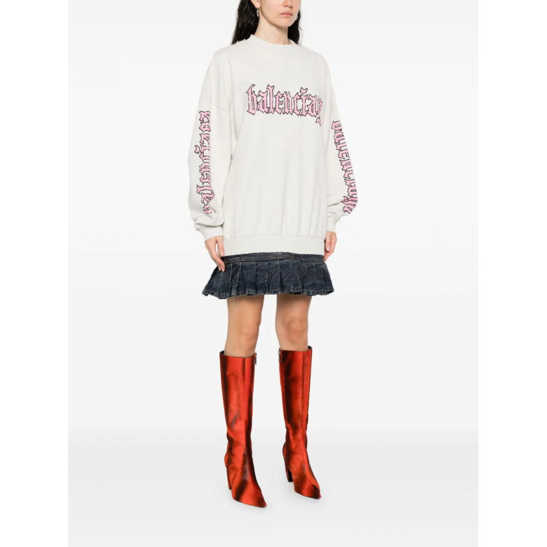Women's 'Pleated-Hem Logo' Sweater Dress
