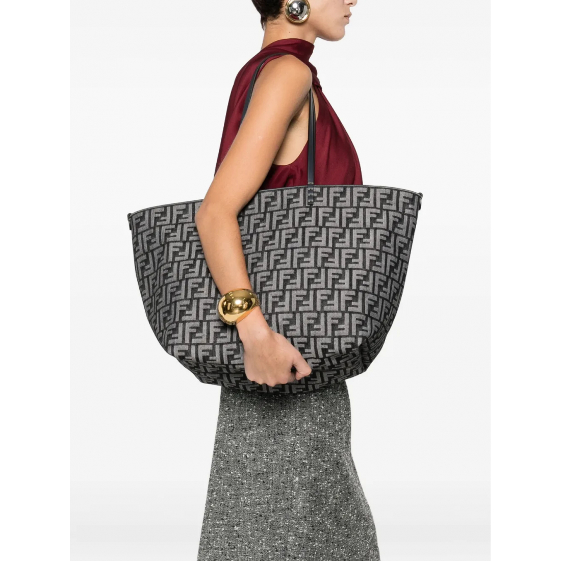 Sac Cabas 'Large Roll Denim Ff-Jacquard' pour Femmes