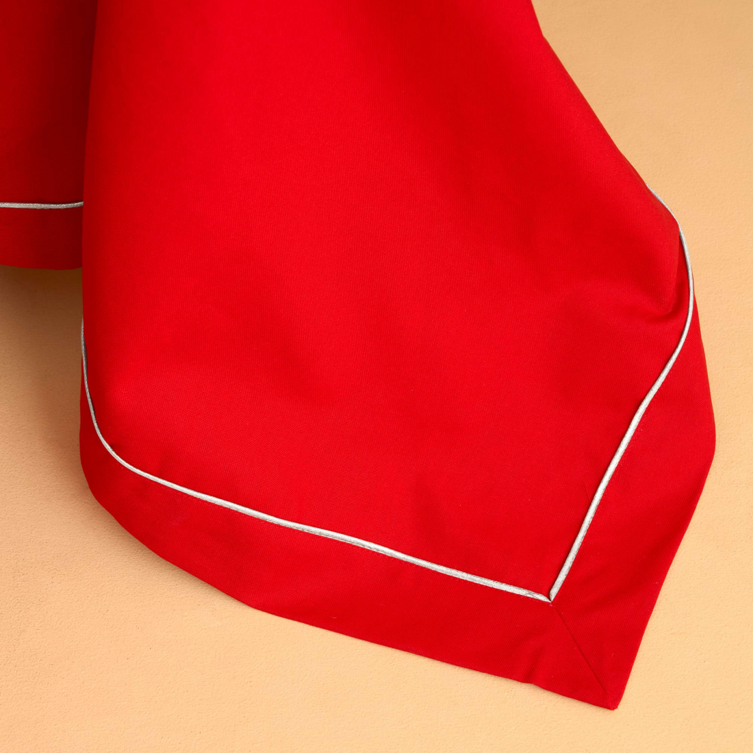 Christmas Linen Tablecloth 180x270 cm, Red/Silver
