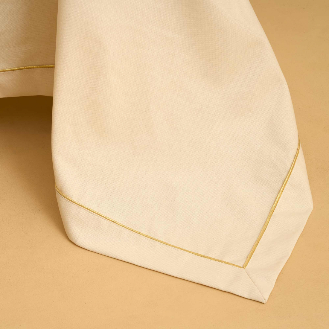 Christmas Linen Tablecloth 180x360 cm, Ivory/Gold