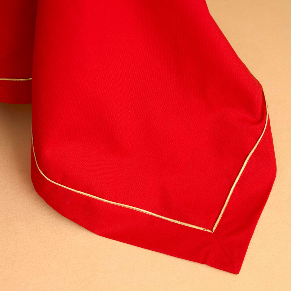 Christmas Linen Tablecloth 180x360 cm, Red/Gold