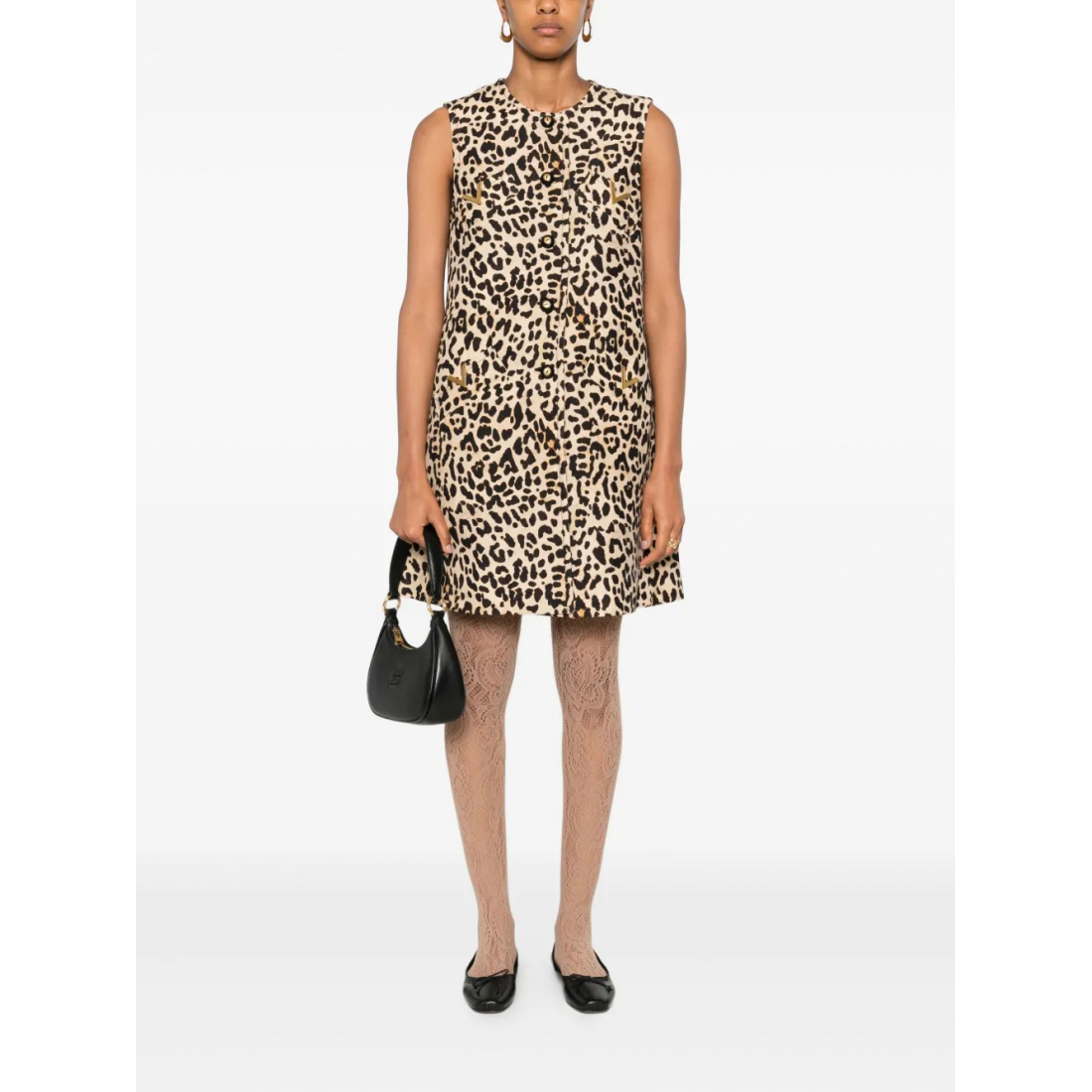 Women's 'Leopard Print Button-Fastening' Mini Dress
