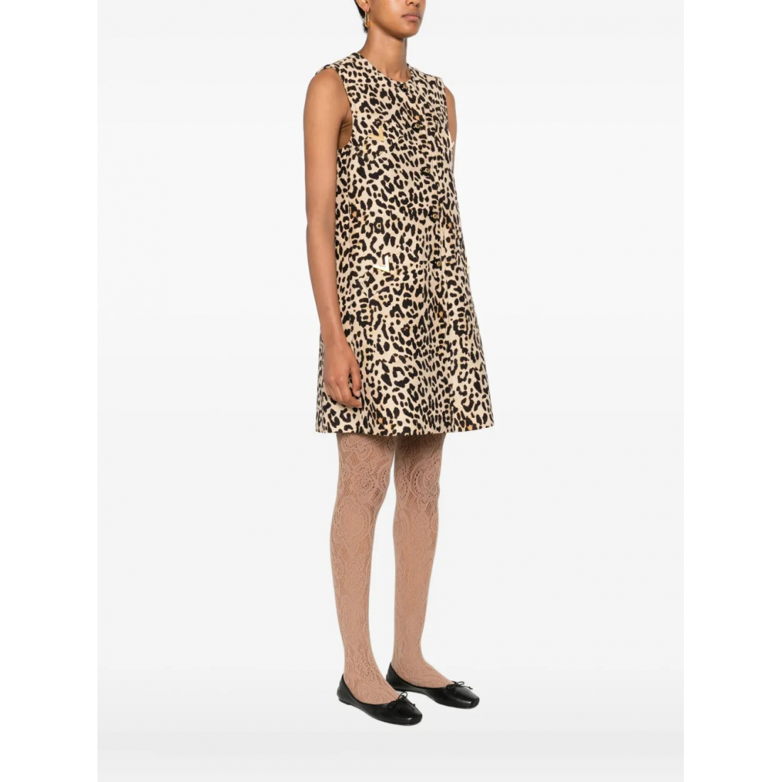 Women's 'Leopard Print Button-Fastening' Mini Dress