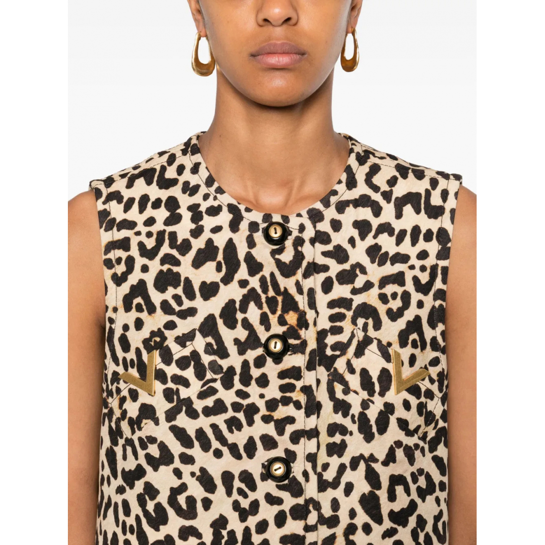 Women's 'Leopard Print Button-Fastening' Mini Dress
