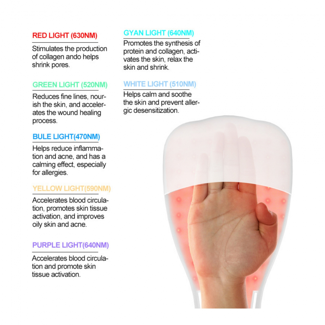 Dispositif anti-âge '7 Color Led Therapy Gloves'