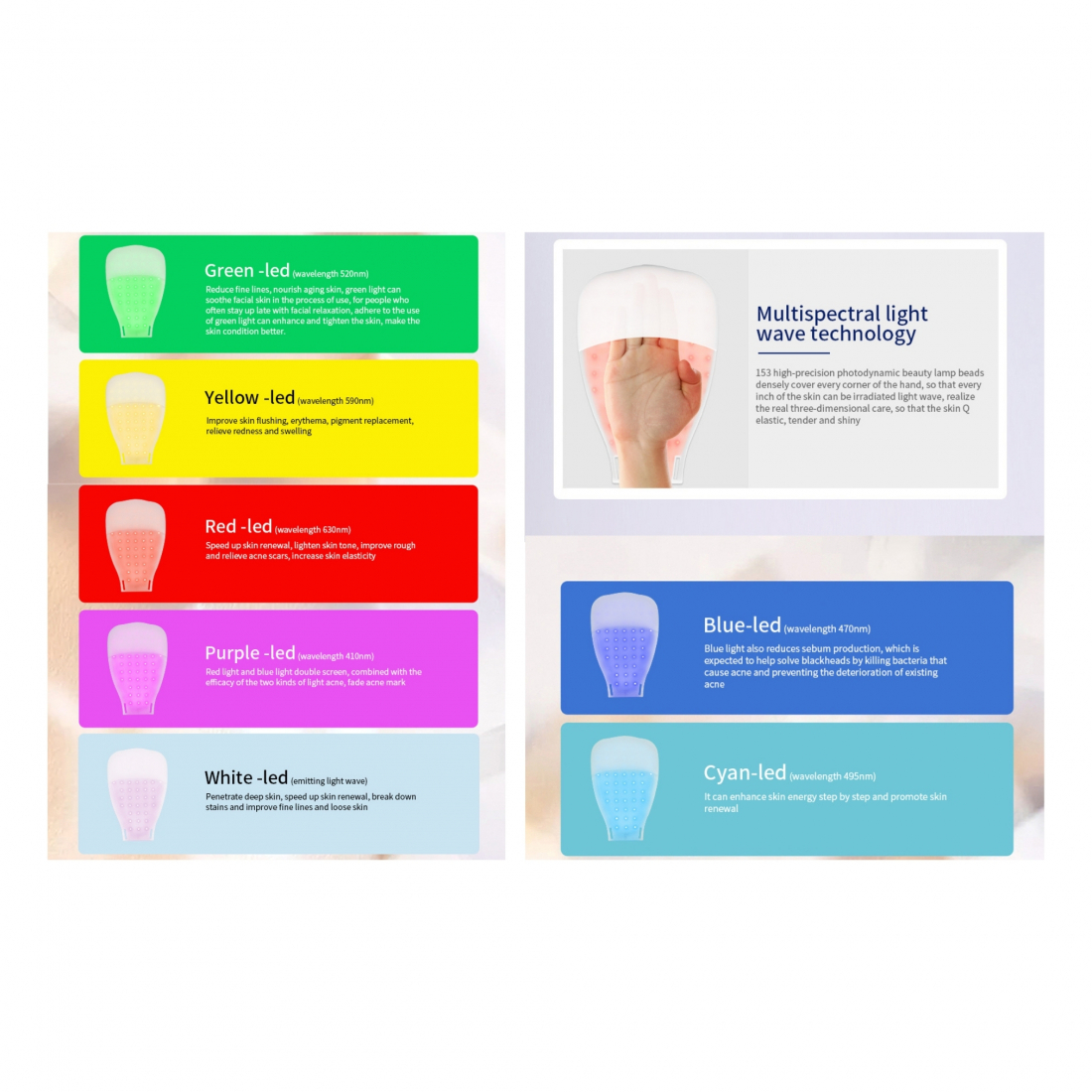 Dispositif anti-âge '7 Color Led Therapy Gloves'