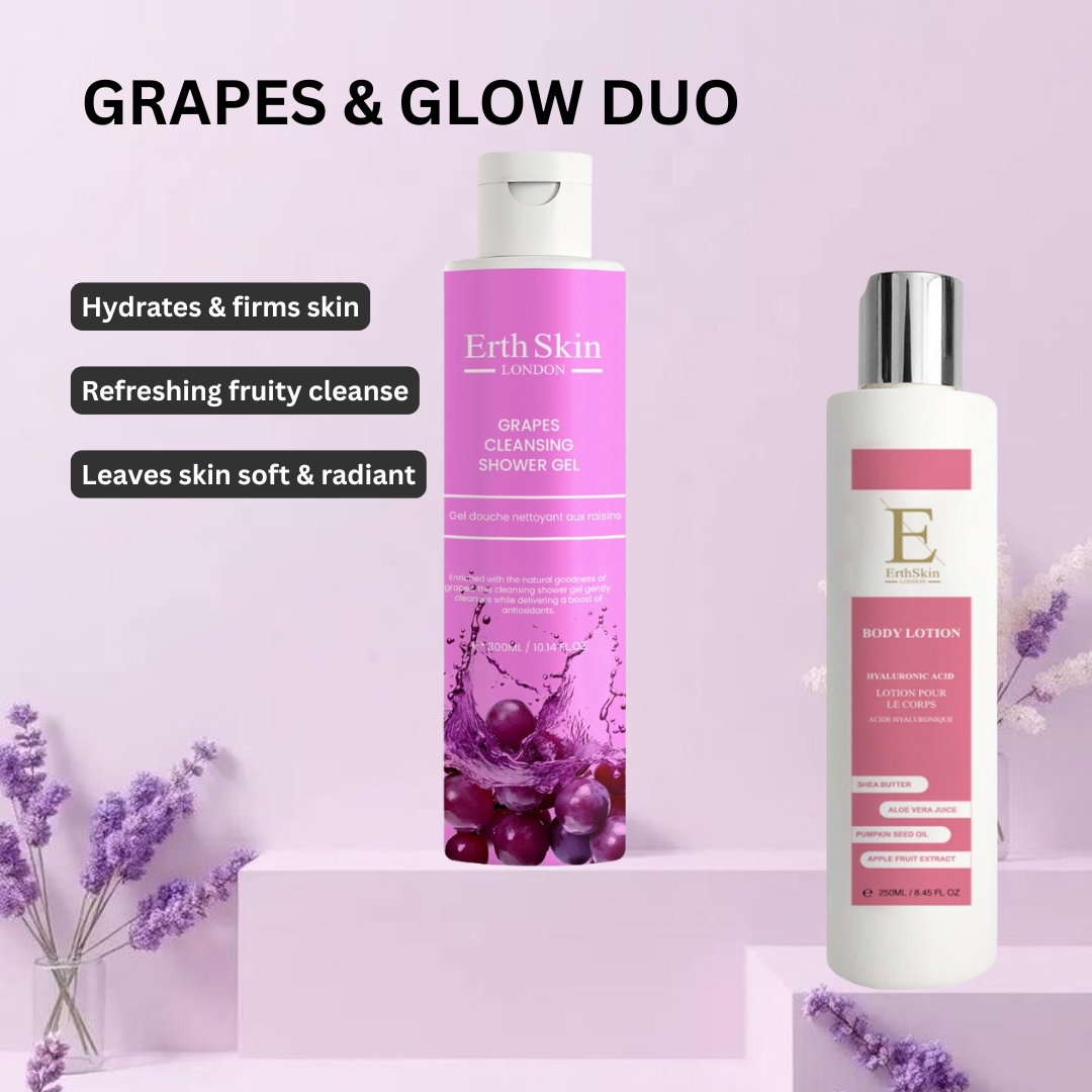 'Grapes Cleansing Shower Gel + Hyaluronic Acid + Collagen Body Lo' Body Care Set - 2 Pieces