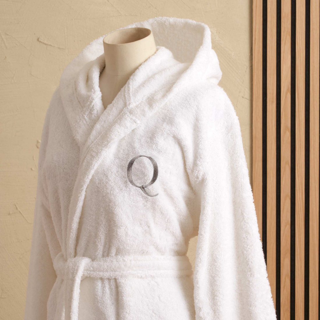 Monogram Hooded Bathrobe White Q