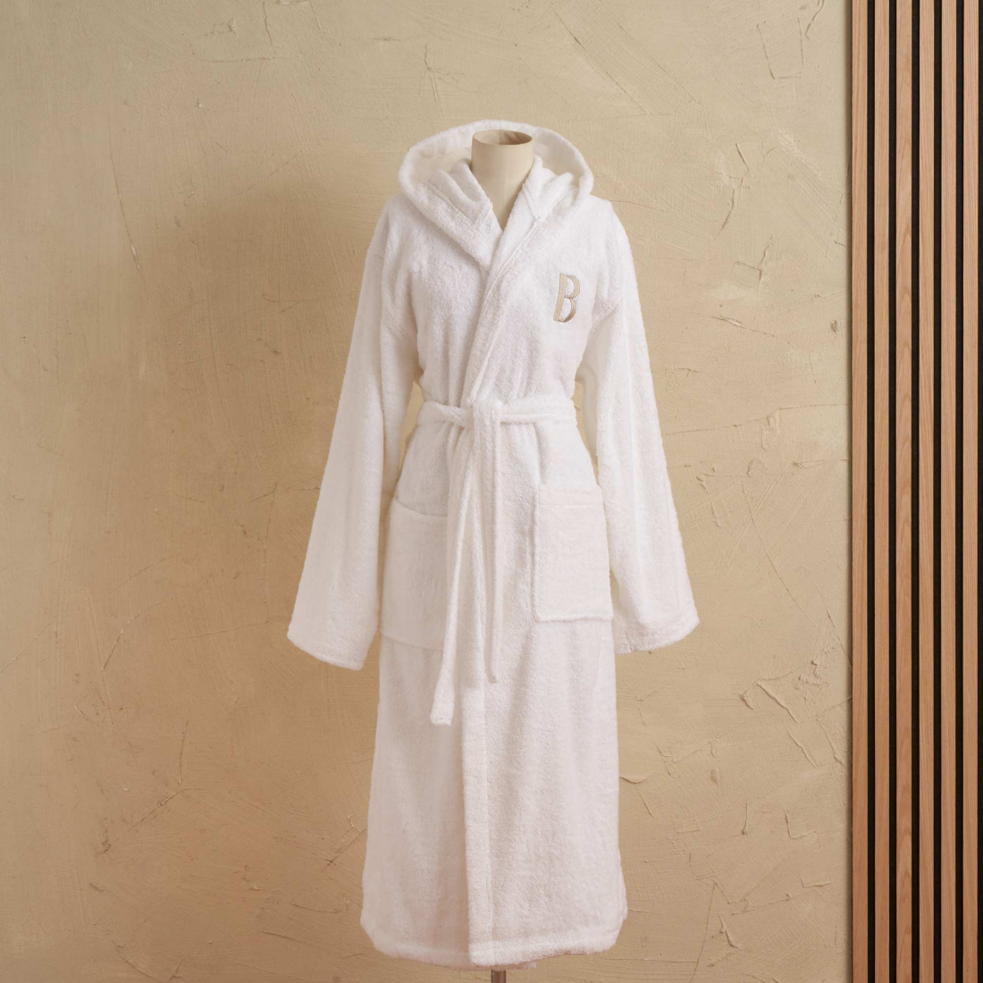 Monogram Hooded Bathrobe White B