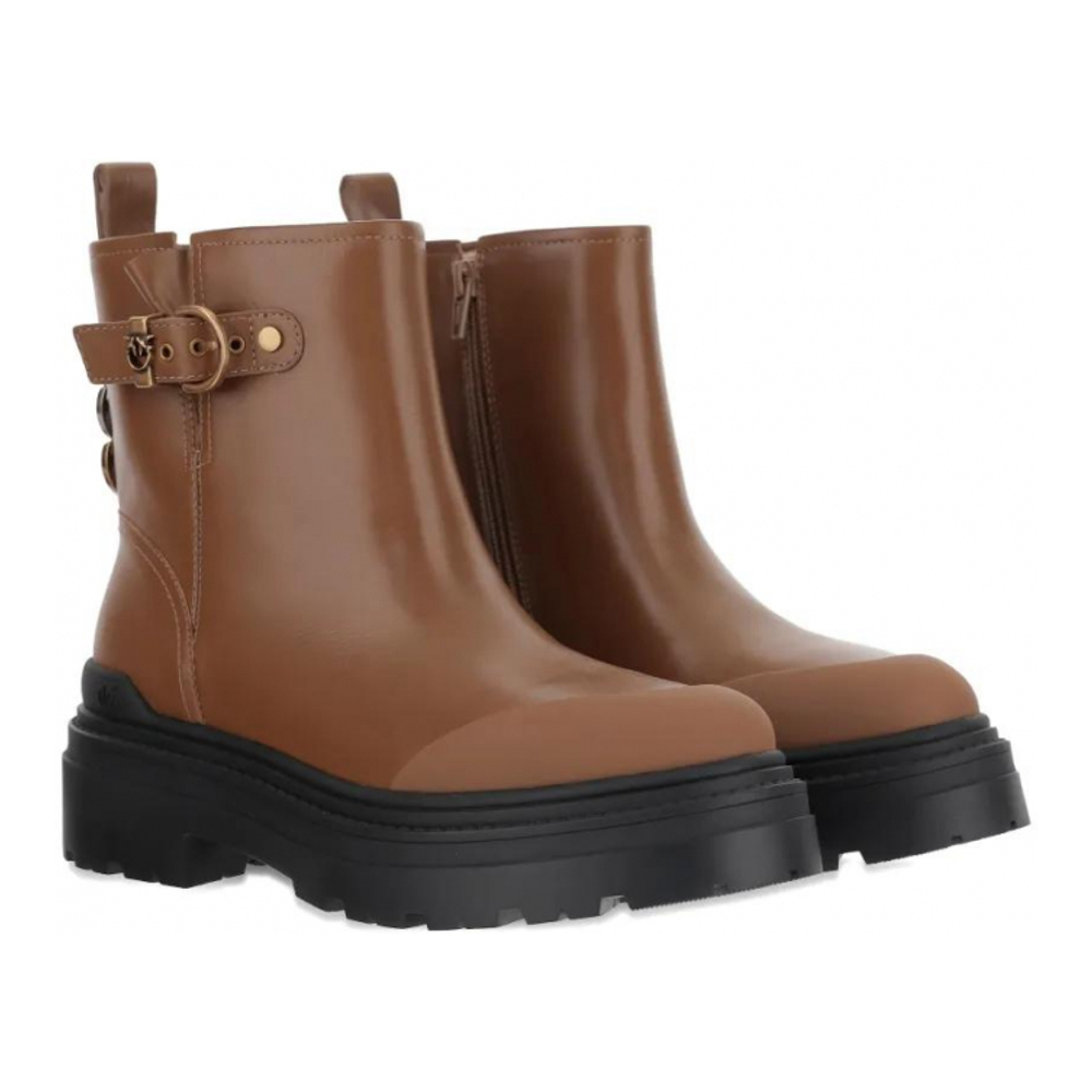 Women's 'Buckle-Detail Logo-Plaque' Ankle Boots