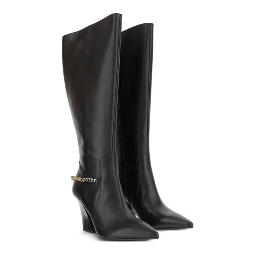 Women's 'Chain-Embellished' High Heeled Boots