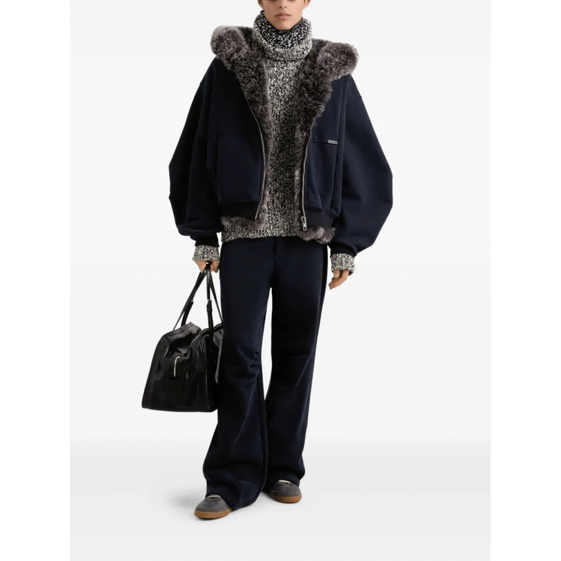 Sweatshirt à capuche  'Fur-Trimmed Zip-Up' pour Hommes