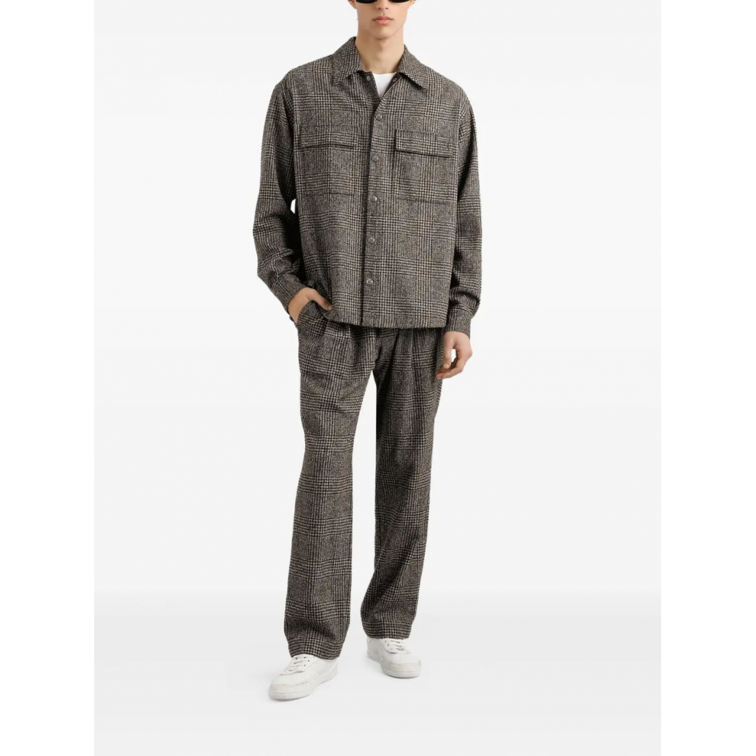 Men's 'Check-Pattern Pleated' Trousers