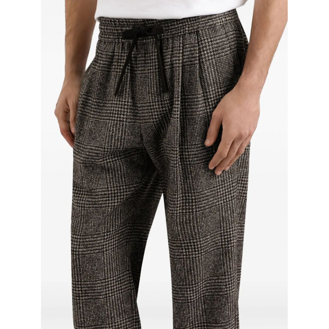 Men's 'Check-Pattern Pleated' Trousers