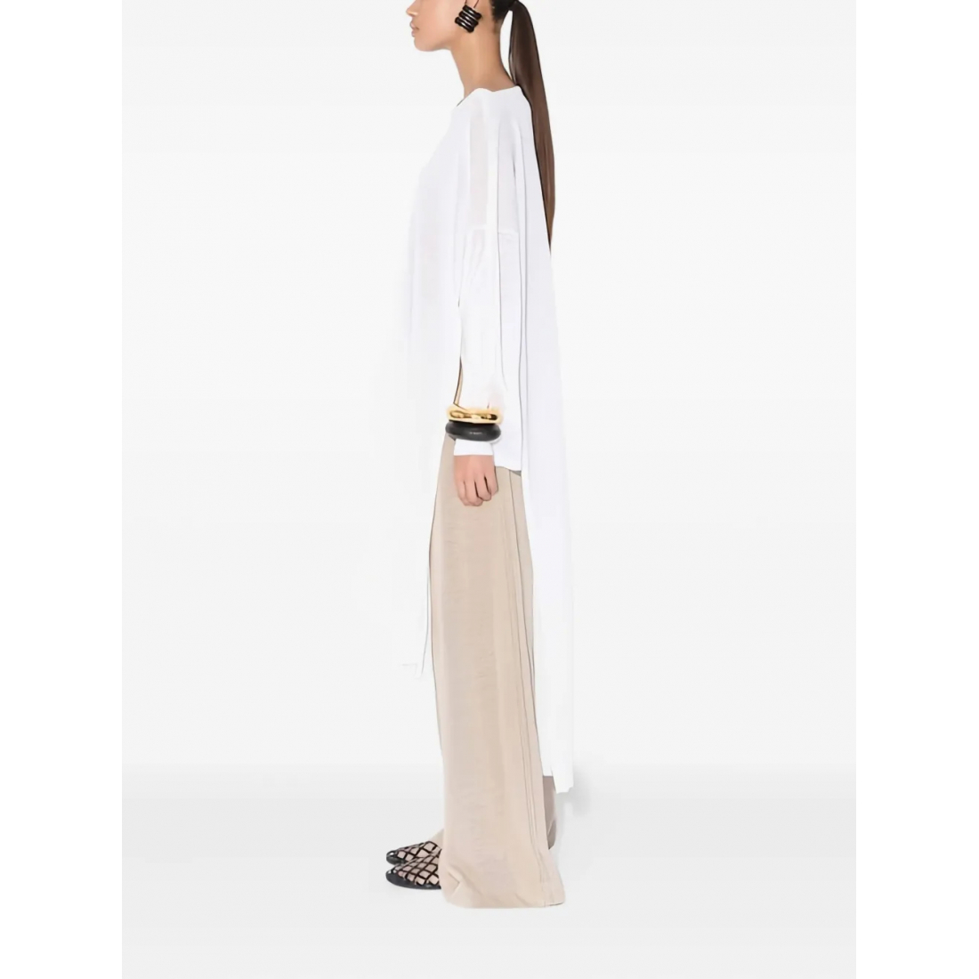 Top à manches longues 'Side-Opening Linen-Silk Blend' pour Femmes