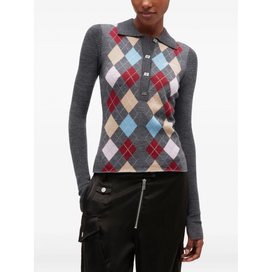 Polo manches longues 'Ribbed' pour Femmes